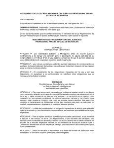 Reglamento de la Ley Reglamentaria del Ejercicio Profesional para