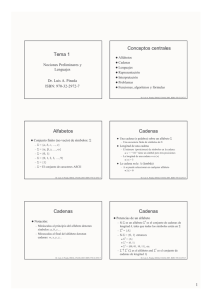 Tema 1 Conceptos centrales Alfabetos Cadenas Cadenas