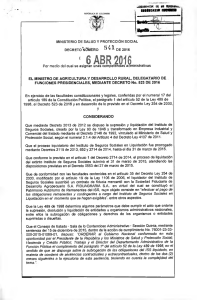 Decreto 0541 de 2016 - Ministerio de Salud y Protección Social