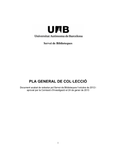 Pla General de la Col·lecció del Servei de Biblioteques de la UAB