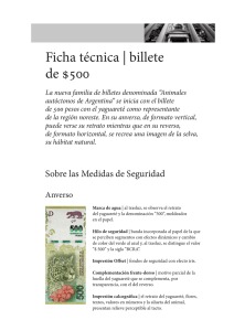 Ficha técnica | billete de $500 - del Banco Central de la República