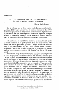 Comisión I. INSTITUCIONALIZACIÓN DE CIERTAS FORMAS DE