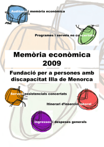 Memòria econòmica 2009 - Fundació de discapacitats de Menorca