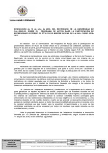 Resolución Convocatoria 2016/17