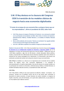 S.M. El Rey destaca en la clausura del Congreso CEDE la
