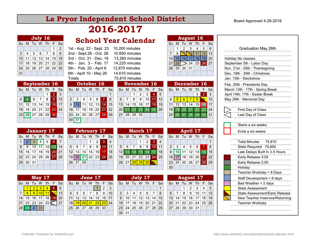 14Month School Year Calendar Template ESC20