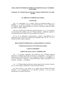 REGLAMENTO INTERNO DE TRIBUNALES PROVINCIALES Y