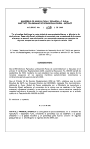 &ldquo; Por el cual se distribuye la cuota global de pesca establecida