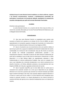 Solicitud de que la Junta Electoral Central establezca un criterio