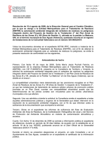 Resolución de 10 d agosto de 2009, de la Dirección General para el