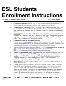 ESL Students Enrollment Instructions