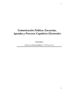 Comunicación Política: Encuestas, Agendas y Procesos Cognitivos