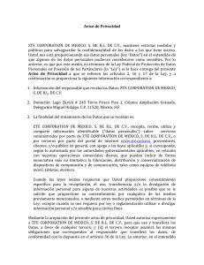 Aviso de Privacidad ZTE CORPORATION DE MEXICO, S. DE R.L.