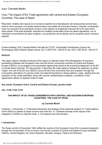 The impact of EU Trade agreement with central and Eastern