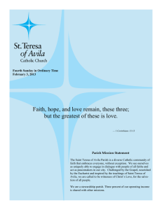 February 3, 2013 - St. Teresa of Avila Catholic Parish