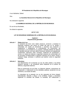 Ley de Seguridad Soberana - Asamblea Nacional de Nicaragua