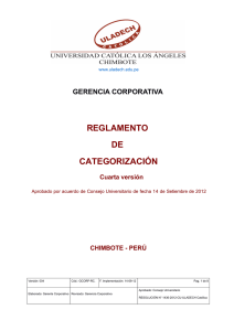 reglamento de categorización - Universidad Católica los Ángeles de