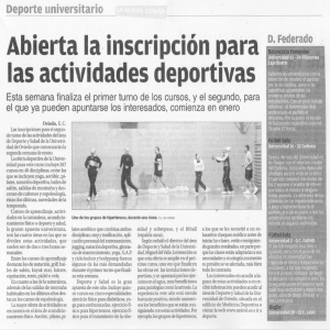 Abierta lainscripción para ` las actividades deportivas