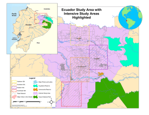 Ecuador Study Area with Intensive Study Areas Highlighted