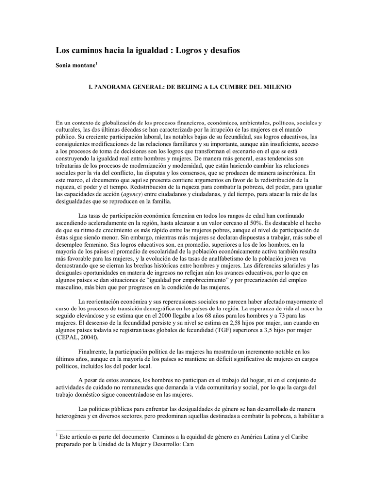 Los caminos hacia la igualdad : Logros y desafíos