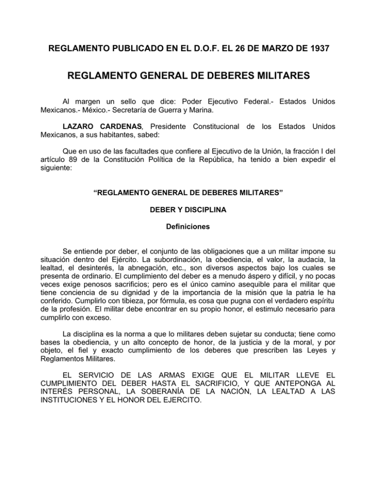 Reglamento General De Deberes Militares