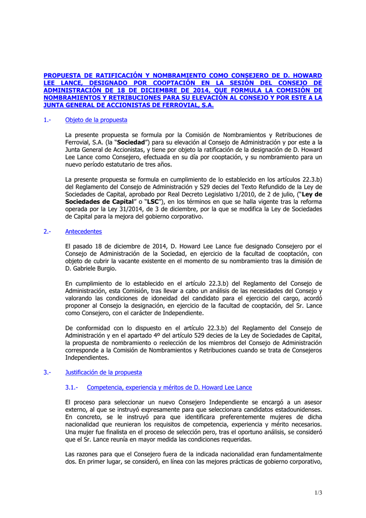 1 3 Propuesta De Ratificación Y Nombramiento Como