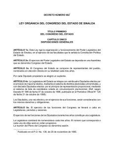 ley orgánica del congreso del estado de sinaloa