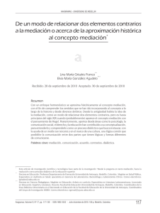 De un modo de relacionar dos elementos contrarios a la mediación