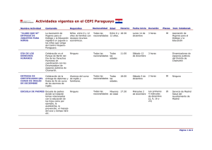 Actividades vigentes en el CEPI Paraguayo