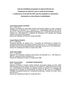 Lista de candidatos propuestos al cargo de Director de Cristalerías