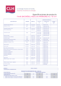 Especificaciones de producto FAME (BIODIÉSEL) MEZCLAS