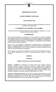 MINISTERIO DE CULTURA DECRETO NÚMERO 1746 DE 2003 25