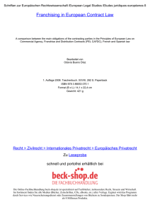 Franchising in European Contract Law - Toc - beck
