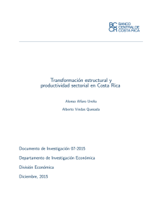 Transformación estructural y productividad sectorial en Costa Rica