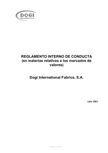 REGLAMENTO INTERNO DE CONDUCTA (en materias relativas a