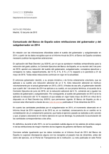 Nota de prensa - Banco de España
