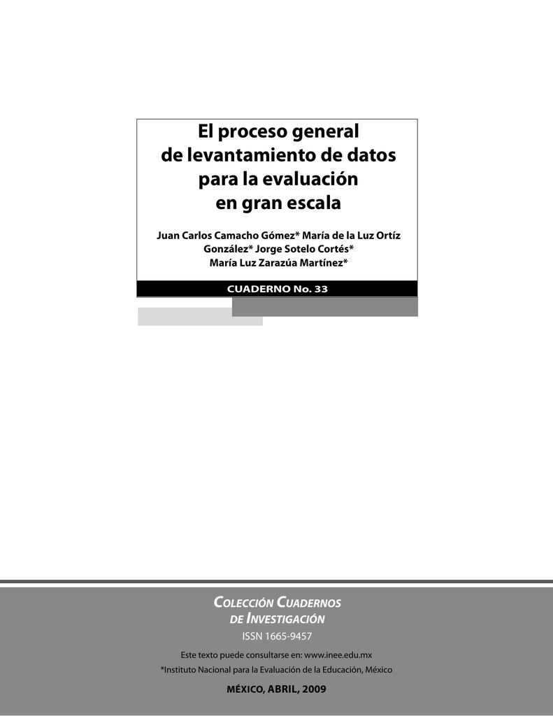 El Proceso General De Levantamiento De Datos Para La Evaluación En