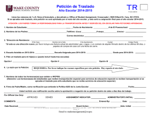 Petición de Traslado Año Escolar 2014-2015