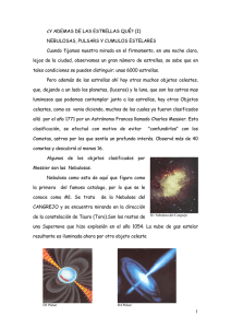 Nebulosas Púlsares Cúmulos estelares