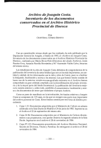 Archivo deJoaquín Costa. Inventario de los documentos