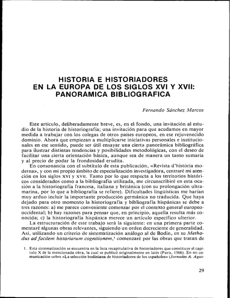 Historia E Historiadores En La Europa De Los Siglos