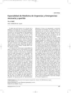 Especialidad de Medicina de Urgencias y Emergencias: necesaria y