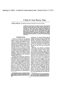 Page 1 Sperling, G. (1963). A model for visual memory tasks