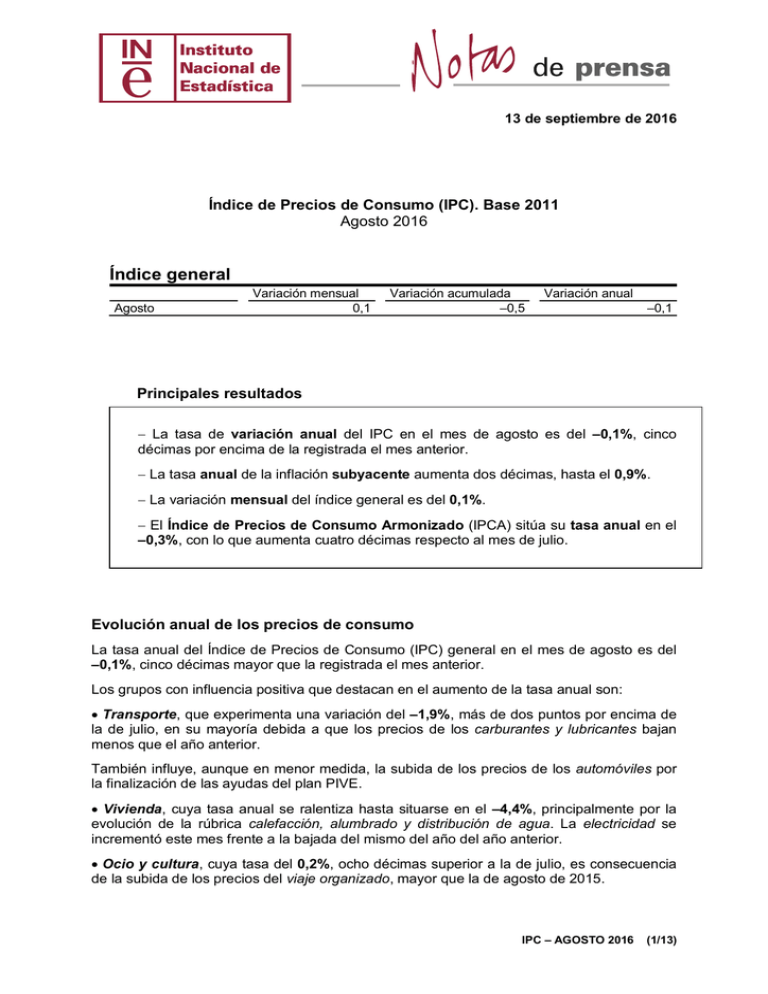 Índice De Precios De Consumo (IPC).