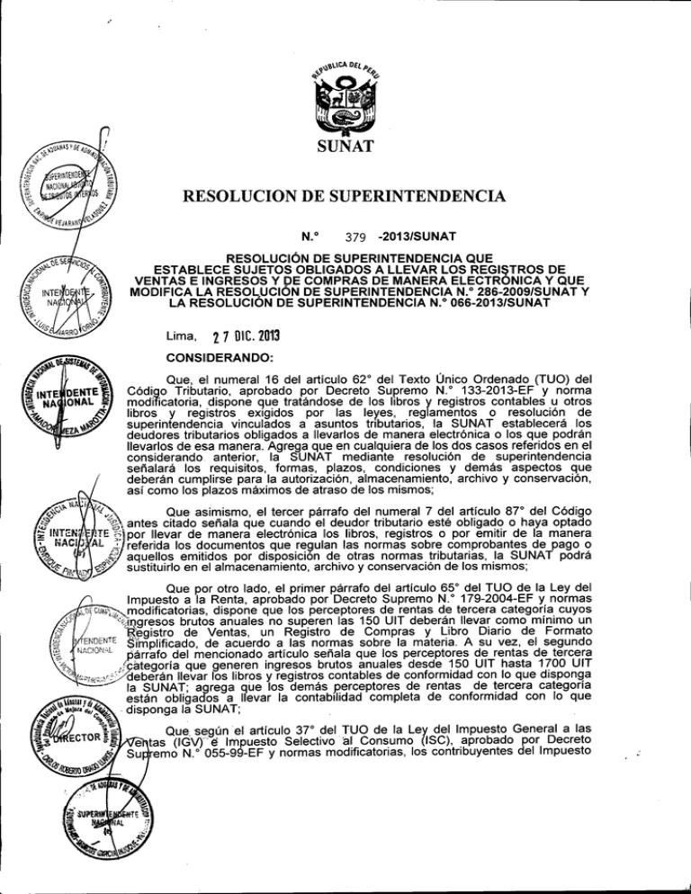 Resolución De Superintendencia N.° 379