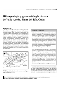 Hidrogeología y geomorfología cársica de Valle Ancón, Pinar del