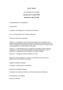 LEY N° 26126 LEY ORGANICA DE CONASEV Decreto ley N