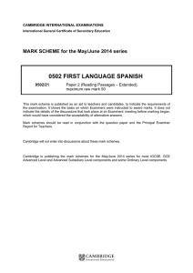 0502 first language spanish - Cambridge International Examinations