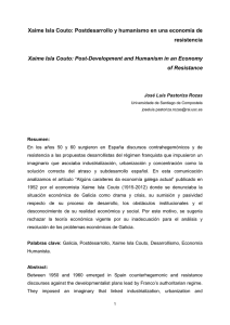 Xaime Isla Couto: Postdesarrollo y humanismo en una economía de