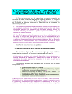 E.- CONTENIDO Y ESTRUCTURA DEL PLAN DE INTERVENCIÓN